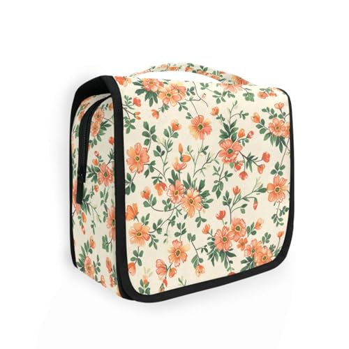 Make-up-Tasche für Damen, mit Aufhängehaken, Motiv: orangefarbene Blume, Landhausstil, für Fitnessstudio Make-up-Tasche für Damen, mit Aufhängehaken, Motiv: orangefarbene Blume, Landhausstil, für Fitnessstudio von KLL
