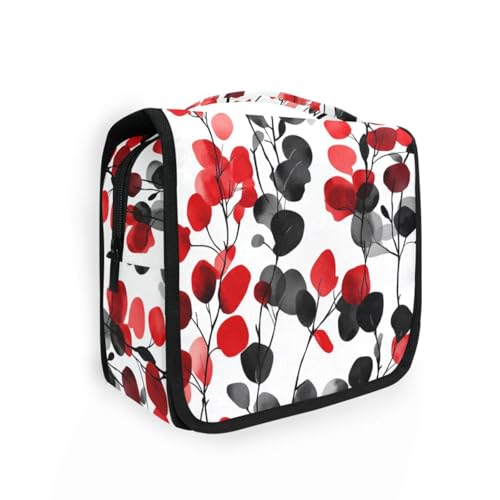 Make-up-Tasche für Damen, mit Haken zum Aufhängen, Rot und Schwarz, Eukalyptus, Weiß von KLL