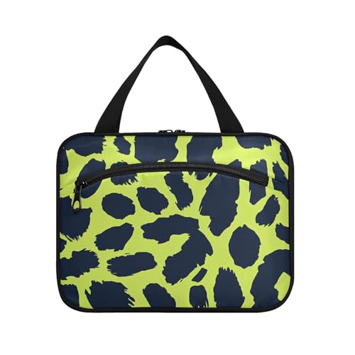 Make-up-Tasche zum Aufhängen, Leopardenmuster, Limettengrün und Marineblau, mit Haken, Designer-Mode, Rasiertasche für Herren, für Reisen, Make-up, Reisen, Bolsa de maquillaje para Mujer L von KLL