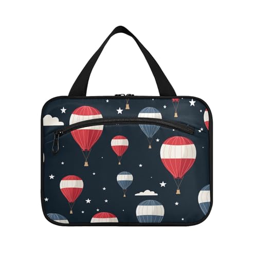 Marineblaue Heißluftballon-Reisetasche zum Aufhängen mit Haken, Designer-Make-up-Tasche für Auto, für Damen, Toilette, Größe L von KLL