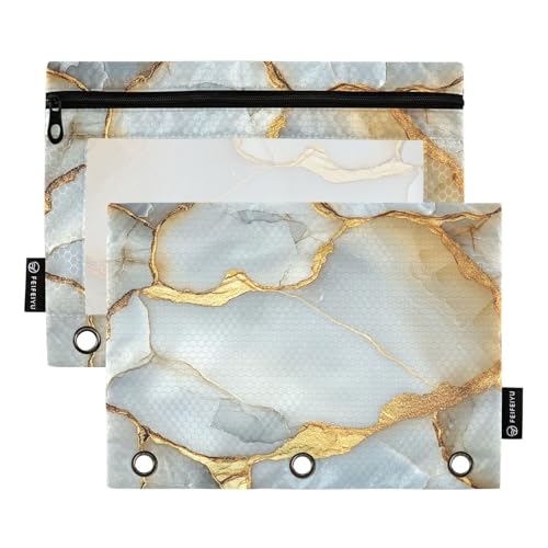 Marmor Weiß Weiß Ringe Binder Tasche Federmäppchen für 3 Ringe Binder Tasche mit Wasserdicht für Kinder Ofhce Supplies von KLL