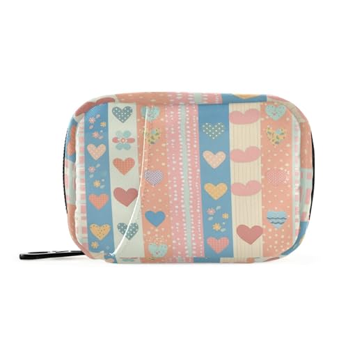 Medikamentententasche mit abnehmbaren Fächern, wiederverwendbar, wöchentlicher Pillen-Organizer für Geldbörse, gestreift, Pastellherzen von KLL