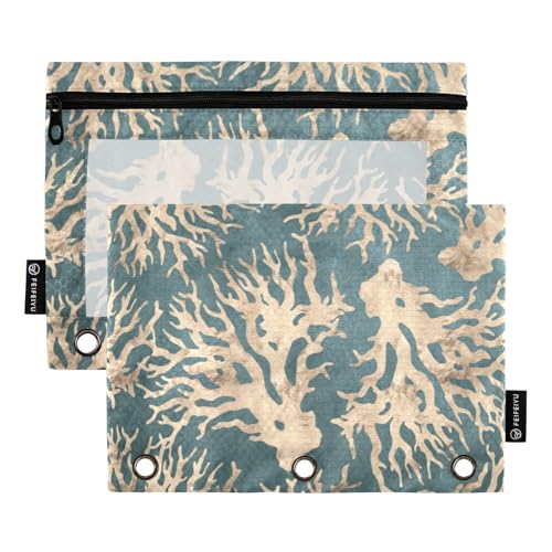 Mediumcoral_rg_scratchleather_petrolsea Ringbuch Tasche Weiches Federmäppchen für Ringe Binder Aufbewahrung mit Wasserdicht für Untersuchung Zuhause Reise Karten Aufbewahrungsbehälter, von KLL