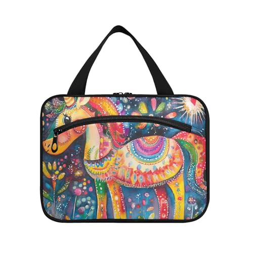 Mehrfarbige Einhörner zum Aufhängen, Reisegröße, Toilettenartikel für Herren, mit Haken, Designer-Utensilien, Hautpflege-Tasche für Reisen, Badezimmer, Bolsa para guardar maquillaje L von KLL