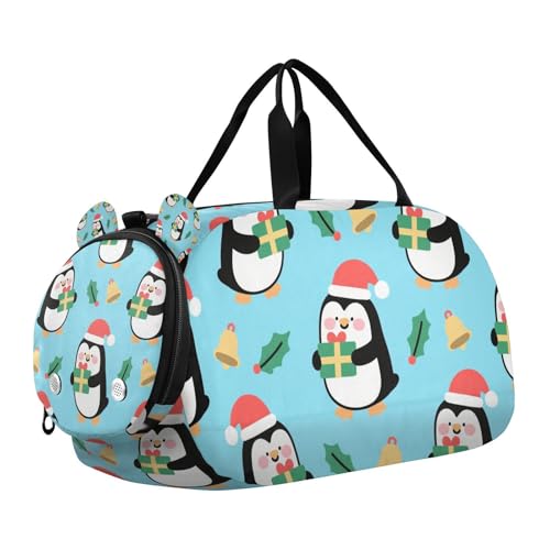 Merry Christmas Cartoon Schwarz Pinguin Jungen Gym Seesack mit Schuhfach Leichte Sporttasche für Reisen, Sport, Duffel, Weekender Merry Christmas Cartoon Schwarz Pinguin Jungen Gym Seesack mit Schuhfach Leichte Sporttasche für Reisen, Sport, Duffel, Weekender von KLL