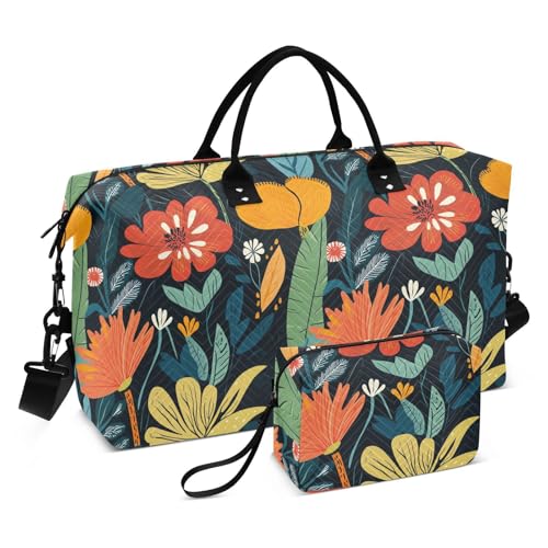 Minimalistische Blumen Clorful Art Dekorative Tragetasche Sporttasche Turnbeutel mit Kulturbeutel für Workout Multifunktional Bolsa para en Avion von KLL