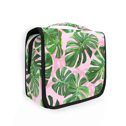 Monstera Leaves Kulturbeutel für Herren mit Haken zum Aufhängen, multifunktionale Make-up-Kosmetiktasche, Urlaub von KLL
