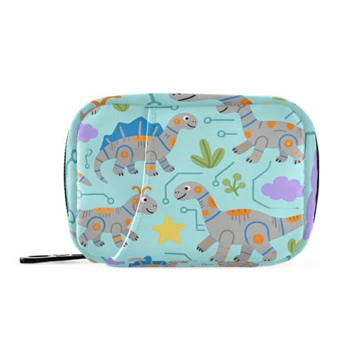 Niedliche Cartoon-Dinosaurier-Taschen mit abnehmbaren Fächern, wiederverwendbare Medizinbox Organizer für Handtasche von KLL