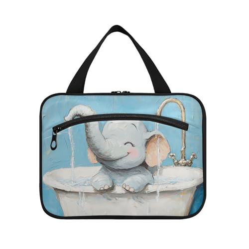Niedliche Elefanten-Badewannen-Hängetasche für Herren mit Haken, faltbare Designer-Taschen mit Reißverschluss für Väter, Reisen, Estuche para guardar maquillaje L von KLL