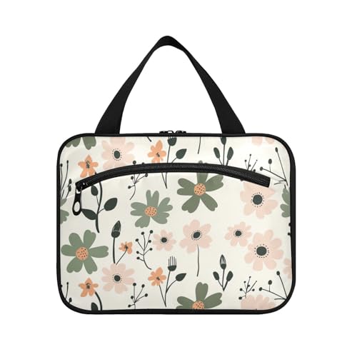 Niedliche Make-up-Tasche zum Aufhängen, Pastellgrün und Pfirsichblüte, mit Haken, erweiterbare Designer-Make-up-Tasche, Organizer für Damen, Reise-Set de para Mujer L von KLL