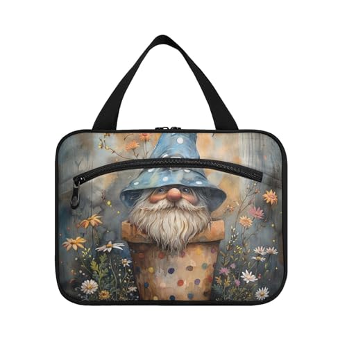 Niedlicher Zwerg Blume Retro Vase Hängende Reise Kit für Herren mit Haken, Designer Multifunktionale Kosmetiktaschen für Zubehör, Must Haves Arbeit Bolso para maquillaje L von KLL