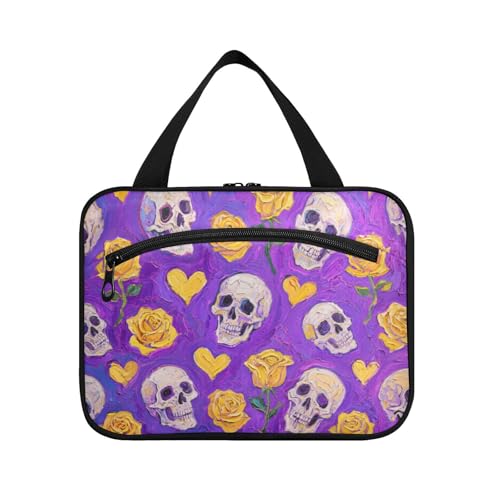 Ölgemälde mit Totenkopf-Motiv, zum Aufhängen, großes Fassungsvermögen, Reise-Kosmetik mit Haken, waschbar, Designer-Rasiertasche für Herren, für Reisen, Frauen, Reiseorganisator de maquillaje para L von KLL