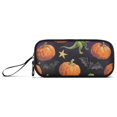 Orange Evil Halloween Dinosaurier Nylon Federmäppchen für Kinder, hohe Kapazität, großes Federmäppchen, Schreibwaren für College-Frauen von KLL