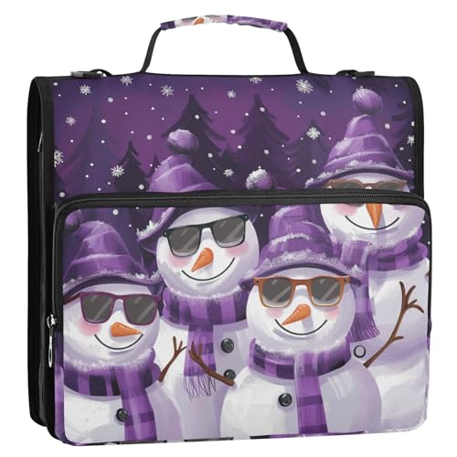Organizer mit 3 Ringen und Griff, wasserdicht, Motiv: Schneemänner, für die Mittelschule, Violett von KLL