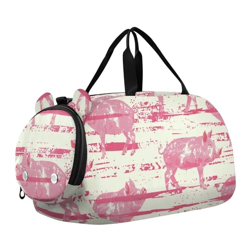 Peach Pig Silhouette Kleiner Turnbeutel mit Schuhfach Große Kapazität Wochenend-Reisetasche für Reisen, Sport, Duffel, Weekender von KLL