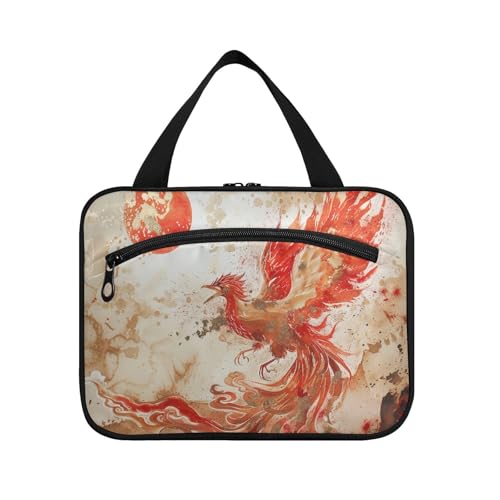 Phoenix Kosmetiktasche mit chinesischer Tinte, Motiv: Vogel mit chinesischer Tinte, zum Aufhängen, mit Haken, multifunktionaler Designer-Make-up-Organizer für Reisende, Urlaub, Bolsa para guardar von KLL
