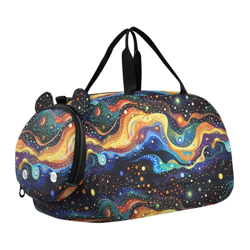 Psychedelic Nights Duffel Turnbeutel mit Schuhfach Große Kapazität Reisetasche mit verstellbarem Riemen für Reisen, Sport, Fitness & Workout von KLL