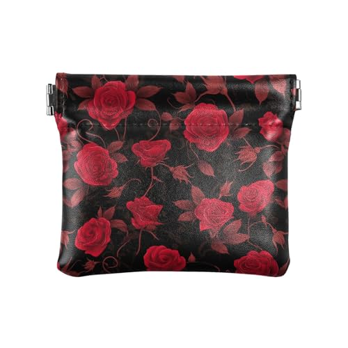 Red Roses Damen Leder Münzgeldbörsen Beutel Fancy Change Wallet für Frauen Mädchen von KLL
