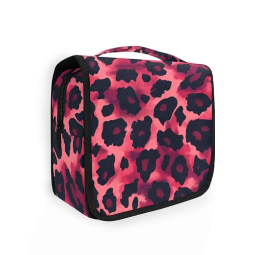 Reise-Kulturbeutel für Damen, Tierhaut, Leopardenmuster, Rot / Schwarz, mit Aufhängehaken, Zubehör, Kosmetiktaschen, Kreuzfahrten Reise-Kulturbeutel für Damen, Tierhaut, Leopardenmuster, Rot / Schwarz, mit Aufhängehaken, Zubehör, Kosmetiktaschen, Kreuzfahrten von KLL