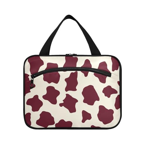 Reise-Kulturbeutel für Herren mit Haken, Motiv: brauner Kuh-Punkt, mit Haken, Designer-Hautpflege-Tasche für Reisen, Zubehör für Damen, Rucksackreisen, Maleta para maquillaje L von KLL