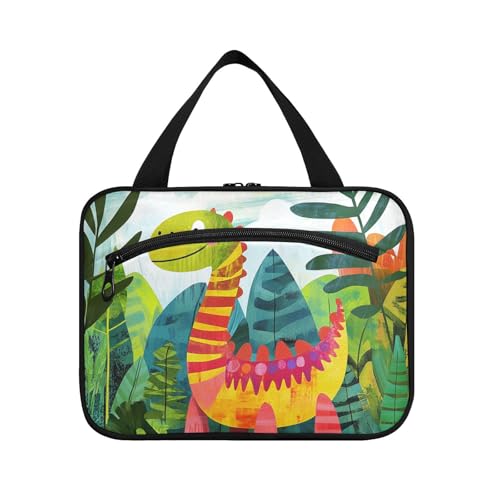 Reise-Kulturbeutel mit Cartoon-Dinosaurier-Motiv, Urzeit-Dschungel, zum Aufhängen, mit Haken, Designer-Essentials, Make-up-Tasche für Frauen, Muss für Reisen, Bolso de Mano para Hombre L von KLL