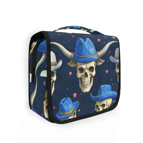 Reise-Kulturbeutel mit Cowboy-Totenkopf-Motiv, für Damen, mit Haken zum Aufhängen, erweiterbar, zum Aufhängen, Make-up-Tasche, Rucksackreisen Reise-Kulturbeutel mit Cowboy-Totenkopf-Motiv, für Damen, mit Haken zum Aufhängen, erweiterbar, zum Aufhängen, Make-up-Tasche, Rucksackreisen von KLL
