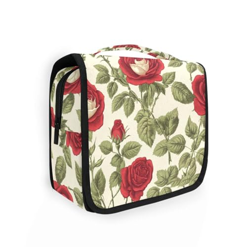 Reise-Kulturbeutel mit Retro-Rosen-Blumen, für Herren, mit Haken zum Aufhängen, Make-up-Tasche, Organizer, Badezimmer Reise-Kulturbeutel mit Retro-Rosen-Blumen, für Herren, mit Haken zum Aufhängen, Make-up-Tasche, Organizer, Badezimmer von KLL