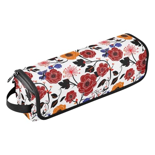 Reise-Werkzeugtasche mit Eisenmatte, wasserdicht, flacher Lockenstab, Reise-Organizer für heiße Werkzeuge, Lockenstab, Glätteisen, Haarvolumizer, Styler, Lilly Floral, Burgunderrot, Orange Reise-Werkzeugtasche mit Eisenmatte, wasserdicht, flacher Lockenstab, Reise-Organizer für heiße Werkzeuge, Lockenstab, Glätteisen, Haarvolumizer, Styler, Lilly Floral, Burgunderrot, Orange von KLL
