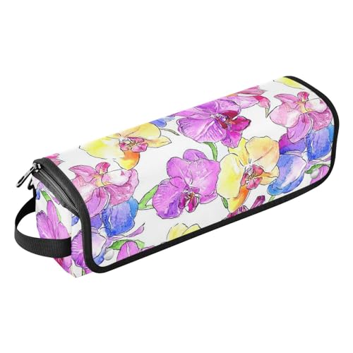 Reise-Werkzeugtasche mit herausnehmbarer, hitzebeständiger Matte, abnehmbarer Haarstyling-Zubehör, Organizer für heiße Werkzeuge, Lockenstab und Glätteisen, Haarvolumizer, Wildblumen-Orchidee von KLL
