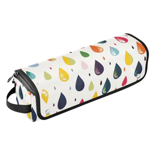 Reise-Werkzeugtasche mit hitzebeständiger Matte, abnehmbarer Haarstyling-Zubehör-Organizer für Glätteisen, Glätteisen, Lockenstäbe, bunte flache Regentropfen, tragbarer Organizer von KLL