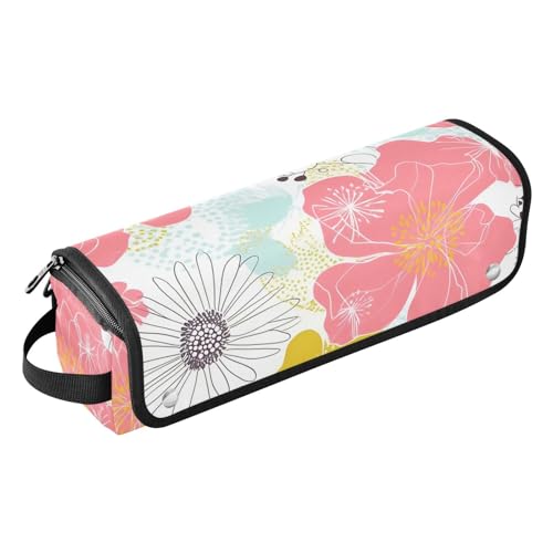 Reiseetui für Haare, mit Eisenmatte, Heizwerkzeug, Reisetasche, Organizer für Glätteisen, heiße Werkzeuge und Haarpflege-Zubehör, Frühlingsblumen, Reiseetui für Damen von KLL