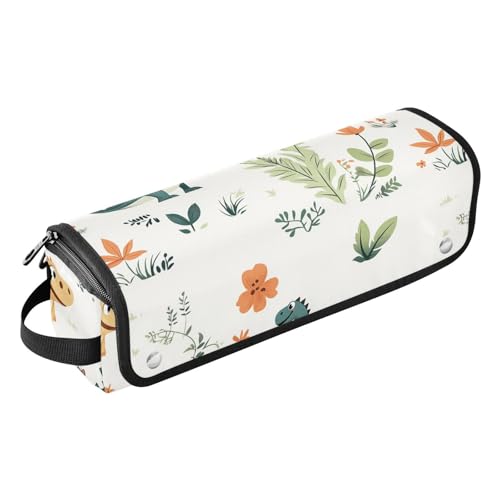 Reisetasche für Haare, mit hitzebeständiger Matte, Heizwerkzeug, Reisetasche, Organizer für Glätteisen, Lockenstäbe, Cartoon-Dinosaurier, Blumen, Reisezubehör von KLL