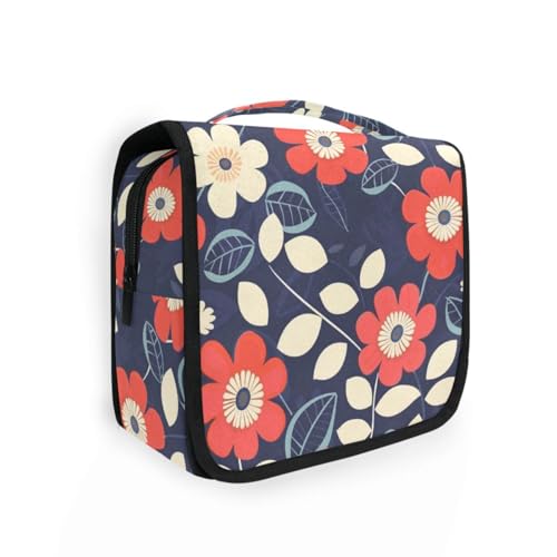 Retro-Blumen-Reisetasche für Damen, mit Haken zum Aufhängen, Rasierset, Reisen Retro-Blumen-Reisetasche für Damen, mit Haken zum Aufhängen, Rasierset, Reisen von KLL
