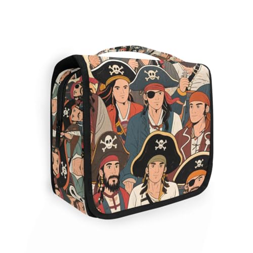Retro Cartoon Piraten Toilettenartikel Reisetasche Damen mit Haken zum Aufhängen Multifunktionstasche für Männer Camping von KLL