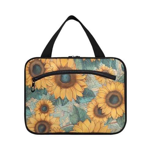 Retro-Sonnenblumen-Organizer zum Aufhängen, Reise-Make-up-Organizer mit Haken, niedliche Designer-Tasche für Herren, Reiseutensilien, Kreuzfahrten, Organizer de maquillaje para L von KLL