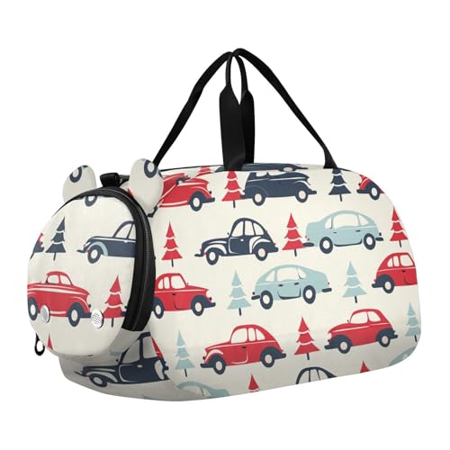 Retro Weihnachten Cars Kleine Turnbeutel mit Schuhfach Multifunktionales Handgepäck für Jungen und Mädchen von KLL