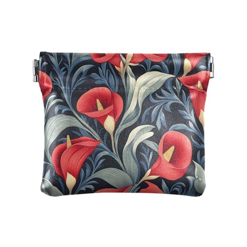 Retro rote Calla Lilie Blumen Damen Leder Münzgeldbörsen Beutel Tragbare Make-up Periode Tasche für Frauen von KLL