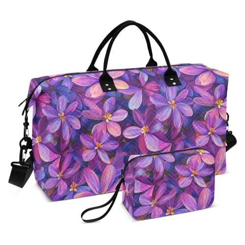 Rosa Blumen Dekorative Wochenendreise Übernachtungstasche Große Turnbeutel mit verstellbarem Riemen für Geschäftsreisen Multifunktional Bolsa de para Hombre von KLL