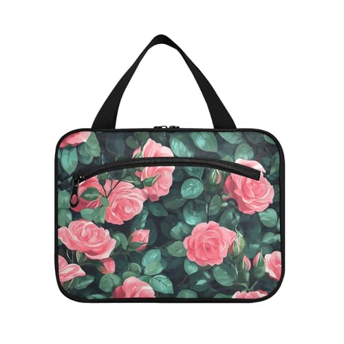 Rosafarbene Reisetasche zum Aufhängen mit Haken, erweiterbare Designer-Kosmetiktasche für Damen, Toilette, Bolsas para maquillaje L von KLL
