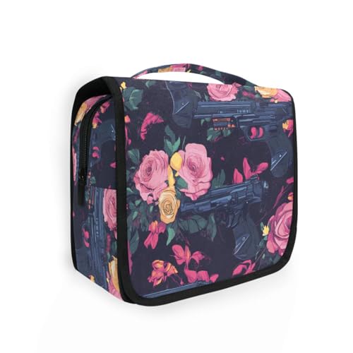 Rosafarbene und schwarze Metall-Rosen-Tasche für Damen, mit Haken zum Aufhängen, Zubehör, Kosmetiktasche, Make-up-Tasche, Fitnessstudio Rosafarbene und schwarze Metall-Rosen-Tasche für Damen, mit Haken zum Aufhängen, Zubehör, Kosmetiktasche, Make-up-Tasche, Fitnessstudio von KLL