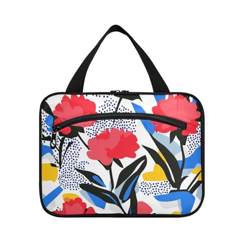 Rote Nelke hängende Reisetasche mit Haken zum Aufhängen, Designer-Zubehör, Make-up-Tasche für Damen, Reisen, Fitnessstudio, Bolso para maquillaje L von KLL