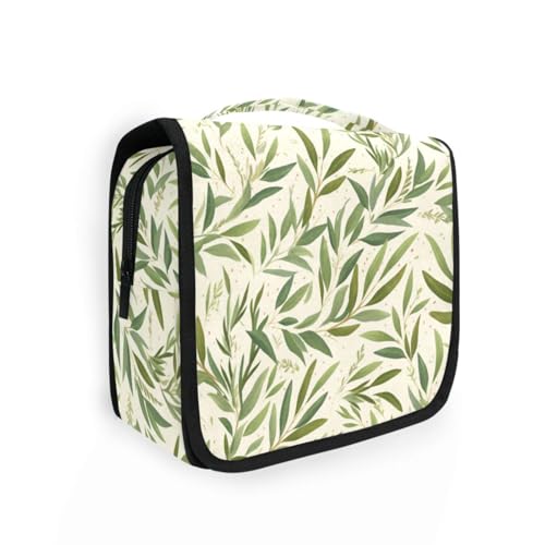 Safari-Grüne Rosmarin-Blätter-Muster, beigefarbene Tasche für Damen, Reisen, mit Haken zum Aufhängen, multifunktionaler Make-up-Organizer für Reisen Safari-Grüne Rosmarin-Blätter-Muster, beigefarbene Tasche für Damen, Reisen, mit Haken zum Aufhängen, multifunktionaler Make-up-Organizer für Reisen von KLL