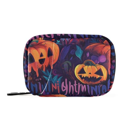 Scary Halloween Ghos Jack-o-Lantern Reise-Medizintasche mit abnehmbaren Fächern, wiederverwendbar, Organizer für Geldbörse von KLL