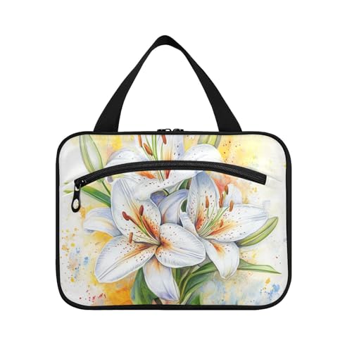 Schöne Oster-Lilien-Hängetasche für Männer mit Haken, Designer-Make-up-Tasche zum Aufhängen, für Reisen, Essentials für Damen, Camping, Bolso, Viajero, Para, Mujer, L von KLL
