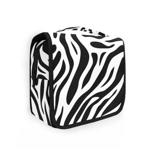 Schwarze und weiße Tiertextur, Herren-Reisetasche, Kulturbeutel mit Haken zum Aufhängen, für Reisen von KLL