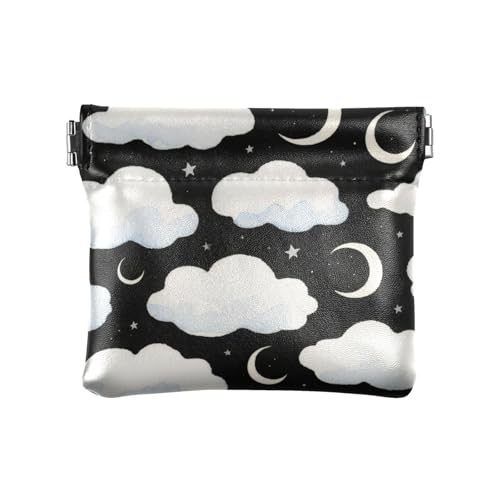 Schwarze und weiße Wolken Mond Damen Herren Leder Münzgeldbörsen Wasserdichte Tasche Geldbörse Make-up Tasche für Männer Frauen Reisen Schwarze und weiße Wolken Mond Damen Herren Leder Münzgeldbörsen Wasserdichte Tasche Geldbörse Make-up Tasche für Männer Frauen Reisen von KLL