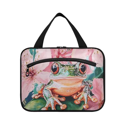 Simple Shining Jewelry Frosch hängende Reisetasche für Herren mit Haken, tragbare Designer-Kosmetiktasche für Vater, Badezimmer, Bolsas para maquillaje L von KLL