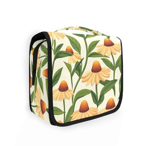 Sonnenhut Vintage Blume Cartoon Stil Herren Kulturbeutel mit Haken zum Aufhängen Niedliche Rasierset Taschen für Männer Rucksackreisen von KLL