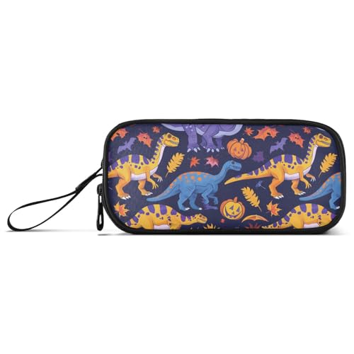 Spooky Season Jurassic T-Rex Nylon-Federmäppchen für Schule, hohe Kapazität, College-Federmäppchen, Schreibwaren-Organizer für Büro, Kinder von KLL