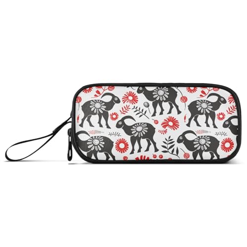 Style Lamb Crimson Floral Nylon Pencil Bag School High Capacity Pencil Cases for Girls Stationery for Preppy School Kids von KLL